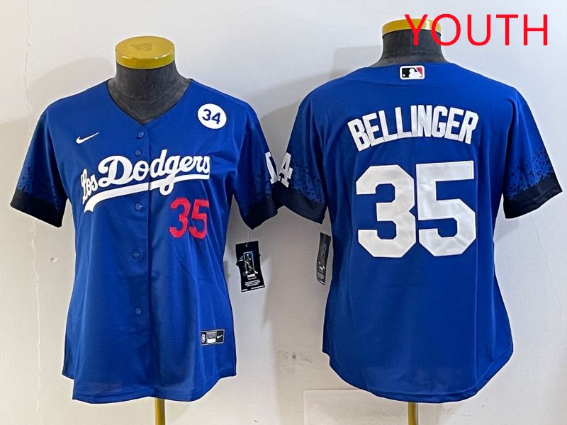Youth Los Angeles Dodgers #35 Bellinger Blue City Edition 2025 Nike MLB Jersey style 6->youth mlb jersey->Youth Jersey